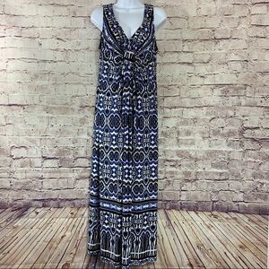 CB Established 1962 Blue Black Print Sleeveless Maxi Dress